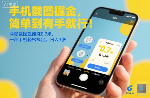 手机截图掘金,简单到有手就行!两张截图就能賺0.7米,一部手机轻松搞定,日入3张【揭秘】-恒创联盟资源网