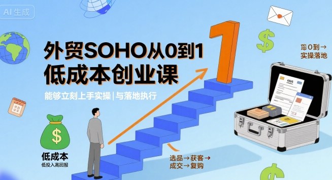外贸SOHO从0到1低成本创业课,能够立刻上手实操与落地执行-恒创联盟资源网