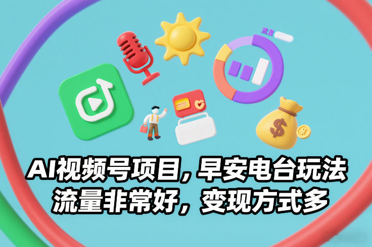 AI视频号项目，早安电台玩法，流量非常好，变现方式多-恒创联盟资源网