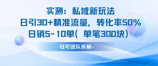 实测私域新玩法日引30加精准流量转化率50%日销5-10单每笔3张-恒创联盟资源网