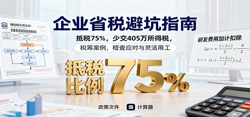 企业省税避坑指南:抵税75%,少交405万所得税,税筹案例,稽查应对与灵活用工-恒创联盟资源网