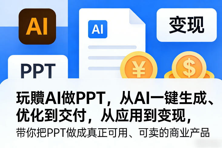 玩賺AI做PPT，从AI一键生成、优化到交付，从应用到变现，带你把PPT做成真正可用、可卖的商业产品-恒创联盟资源网