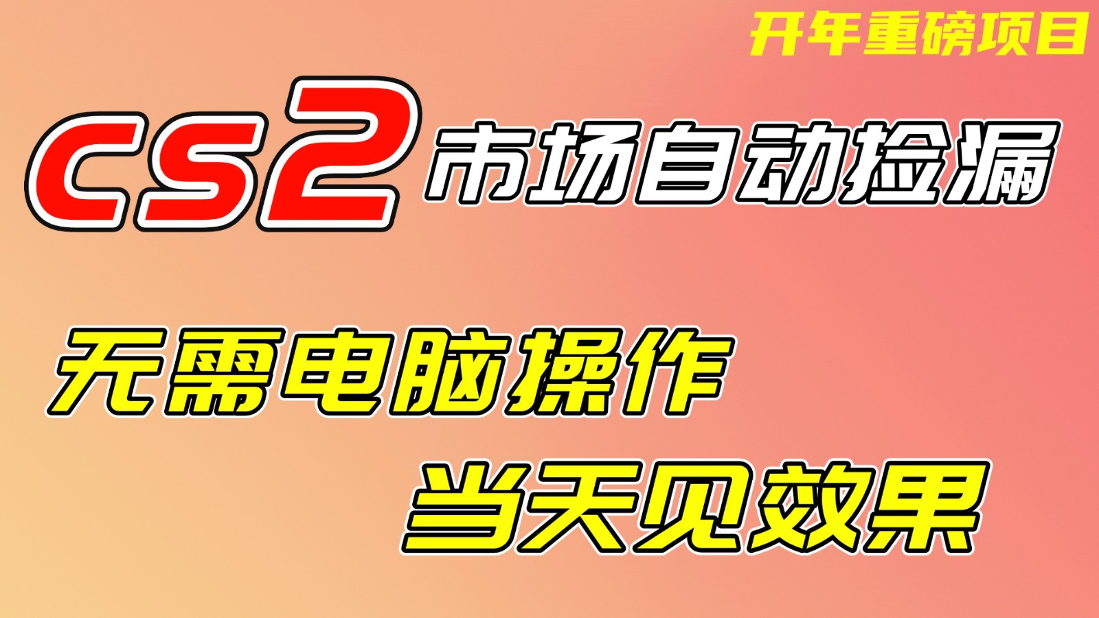 CS2市场挂机项，无需电脑操作，无需进入游戏，当天见效果，支持任何形式验证-恒创联盟资源网