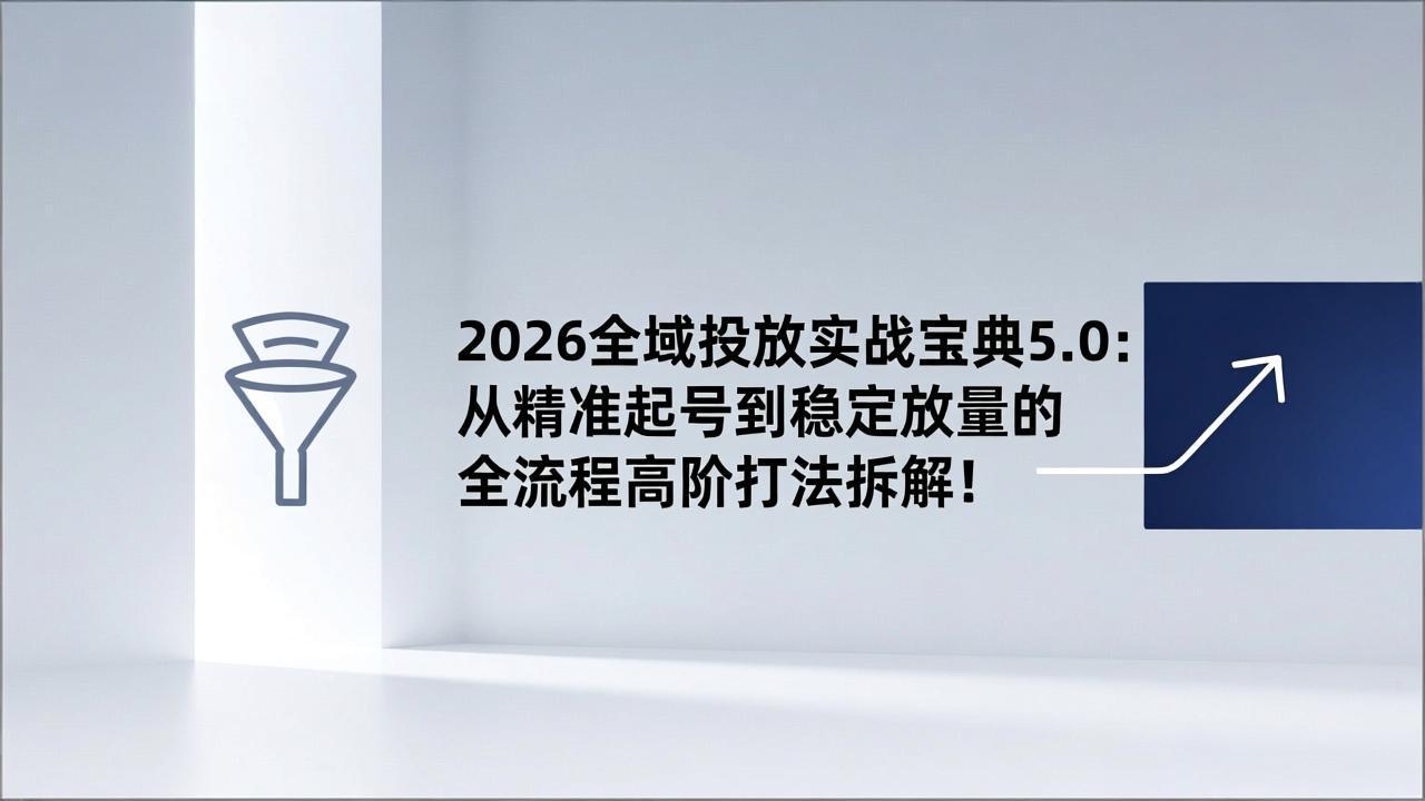 2026全域投放实战宝典5.0：从精准起号到稳定放量的全流程高阶打法拆解！-恒创联盟资源网