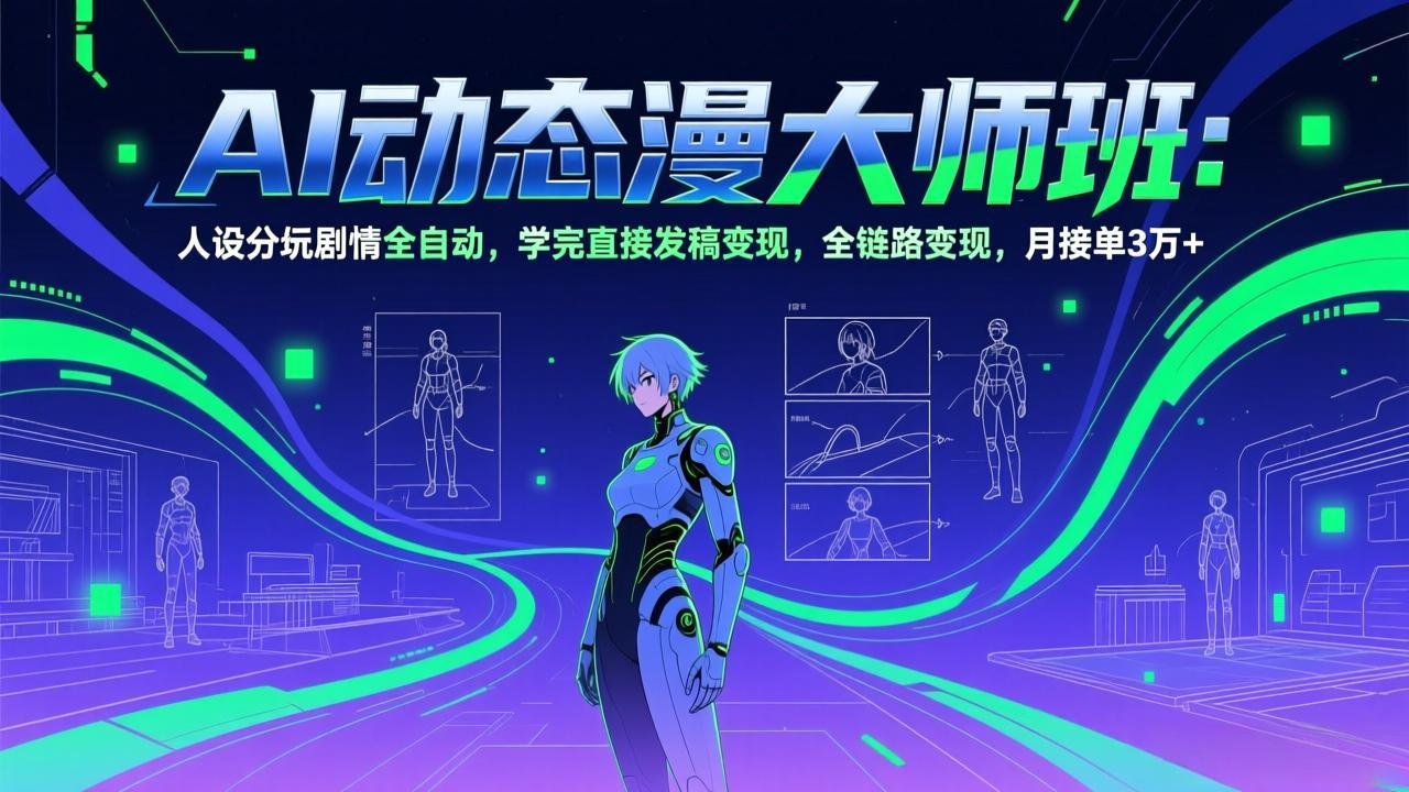 AI动态漫剧大师班：人设分镜剧情全自动，学完直接发稿变现，全链路变现，月接单3万+-恒创联盟资源网