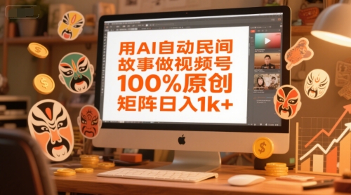 用AI自动民间故事做视频号，100%原创，矩阵日入1k+-恒创联盟资源网