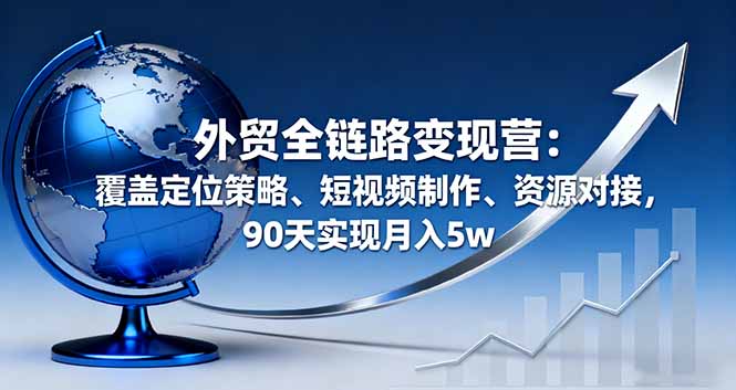 外贸全链路变现营：覆盖定位策略、短视频制作、资源对接，90天实现月入5w-恒创联盟资源网