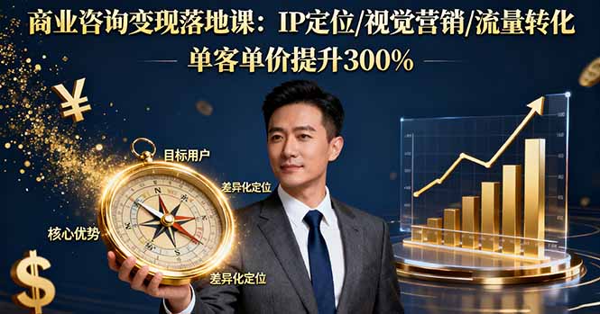 商业咨询变现落地课:IP定位/视觉营销/流量转化,单客单价提升300%-恒创联盟资源网