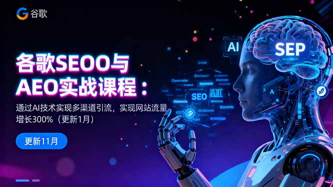 谷歌SEO与AEO实战课程：通过AI技术实现多渠道引流，实现网站流量增长300%-恒创联盟资源网