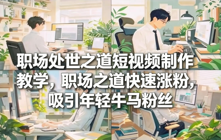 职场处世之道短视频制作教学，职场之道快速涨粉，吸引年轻牛马粉丝-恒创联盟资源网