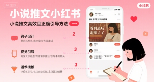 小说推文小红书高转化引导方法实操课，小说推文高效且正确引导方法-恒创联盟资源网