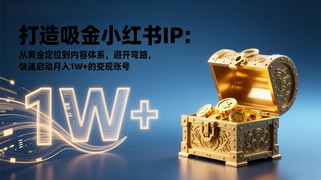 打造吸金小红书IP：从黄金定位到内容体系，避开弯路，快速启动月入1W+的变现账号-恒创联盟资源网
