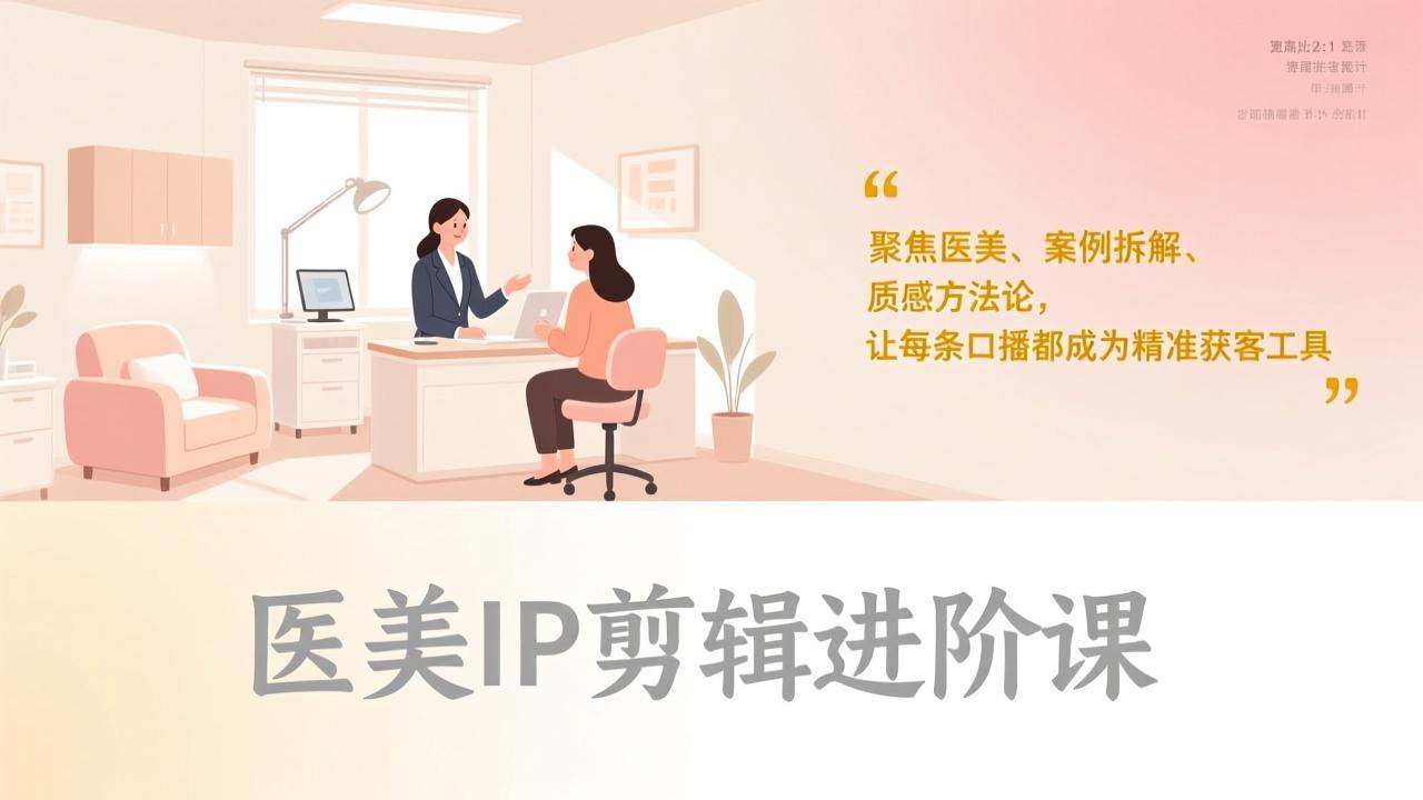 医美IP剪辑进阶课，聚焦医美、案例拆解、质感方法论，让每条口播都成为精准获客工具-恒创联盟资源网