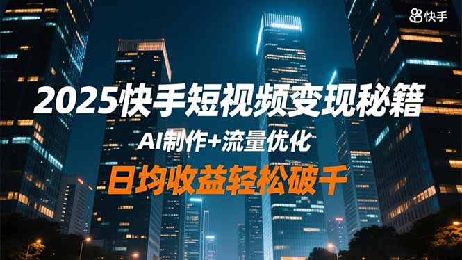 2025快手短视频变现秘籍,AI制作+流量优化,日均收益轻松破千-恒创联盟资源网