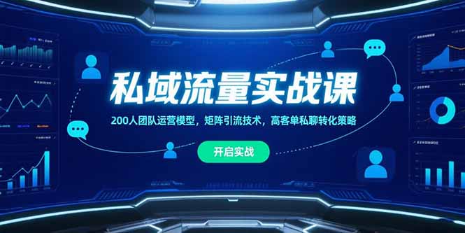 私域流量实战课，200人团队运营模型，矩阵引流技术，高客单私聊转化策略-恒创联盟资源网