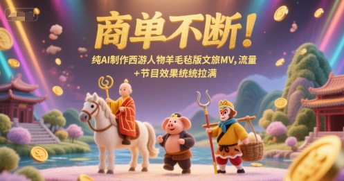 商单不断！纯AI制作西游人物羊毛毡版文旅MV，流量+节目效果统统拉满-恒创联盟资源网
