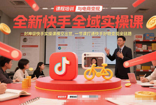 全新快手全域实操课，封神级快手实操课横空出世，一节课打通快手好物变现全链路-恒创联盟资源网