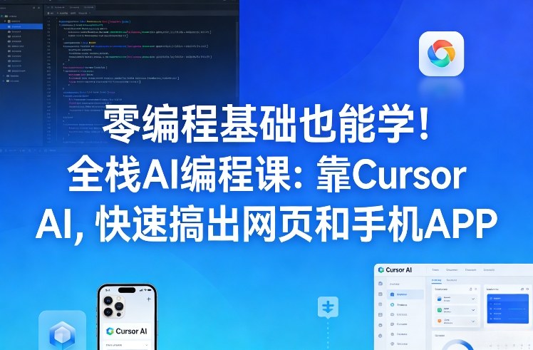 零编程基础也能学！全栈AI编程课：靠Cursor AI，快速搞出网页和手机APP-恒创联盟资源网