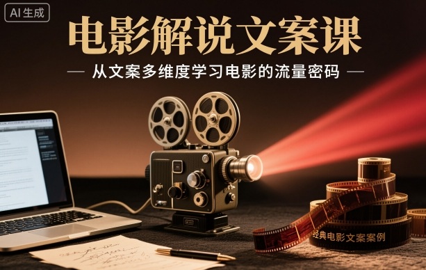 电影解说文案课,从文案多维度学习电影的流量密码-恒创联盟资源网