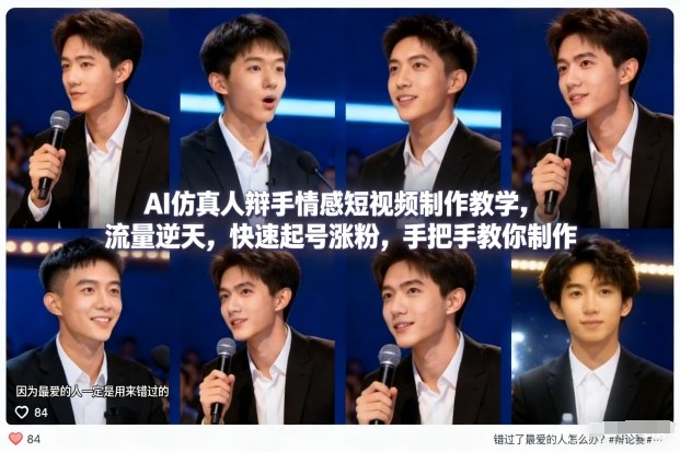 AI仿真人辩手情感短视频制作教学,流量逆天,快速起号涨粉,手把手教你制作-恒创联盟资源网