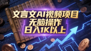 文言文AI视频项目，无脑操作，日入1K以上-恒创联盟资源网