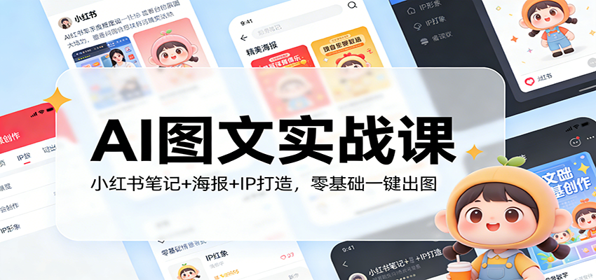 AI图文实战课：小红书笔记+海报+IP打造，零基础一键出图-恒创联盟资源网