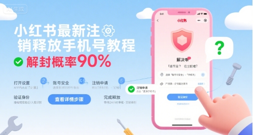 小红书最新注销释放手机号教程，解封概率90%-恒创联盟资源网