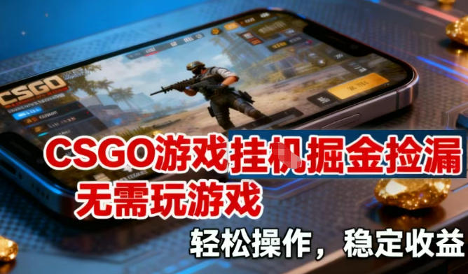 CSGO游戏挂G掘金捡漏，不需要玩游戏，操作简单，收益稳定【揭秘】-恒创联盟资源网