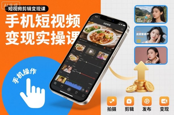手机短视频变现实操课,短视频剪辑变现课-恒创联盟资源网