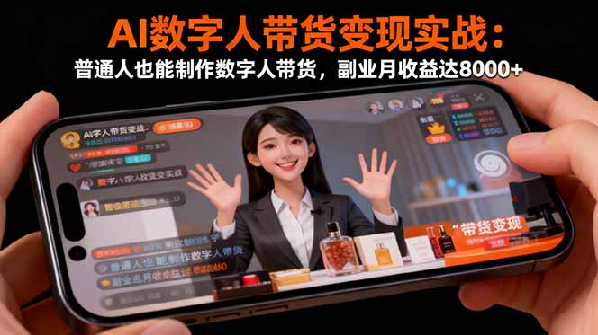 AI数字人带货变现实战：普通人也能制作数字人带货，副业月收益达8000+-恒创联盟资源网