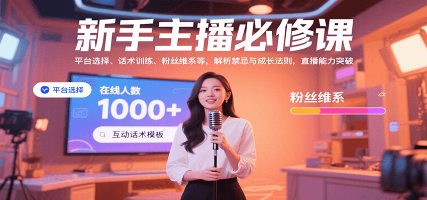 新手主播必修课：平台选择、话术训练、粉丝维系等，解析禁忌与成长法则，突破直播能力-恒创联盟资源网