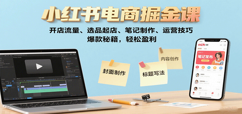 小红书电商掘金课:开店流量、选品起店、笔记制作、运营技巧,爆款秘籍,轻松盈利-恒创联盟资源网