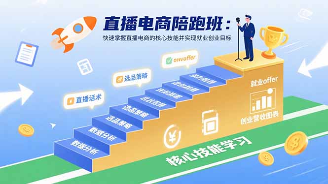 直播电商陪跑班：快速掌握直播电商的核心技能并实现就业/创业目标-恒创联盟资源网