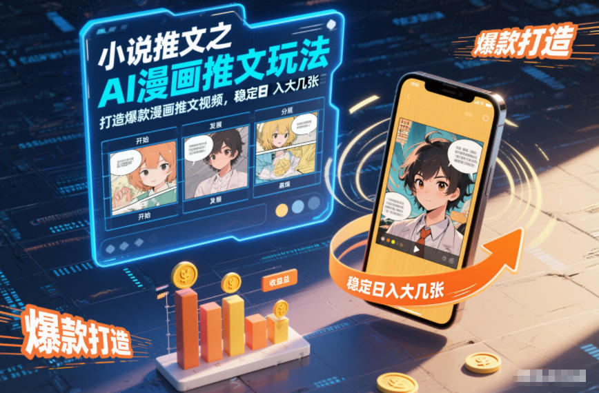 小说推文之AI漫画推文玩法，打造爆款漫画推文视频，稳定日入大几张-恒创联盟资源网