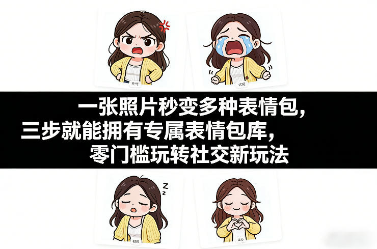 一张照片秒变多种表情包，三步就能拥有专属表情包库，零门槛玩转社交新玩法【文档】-恒创联盟资源网