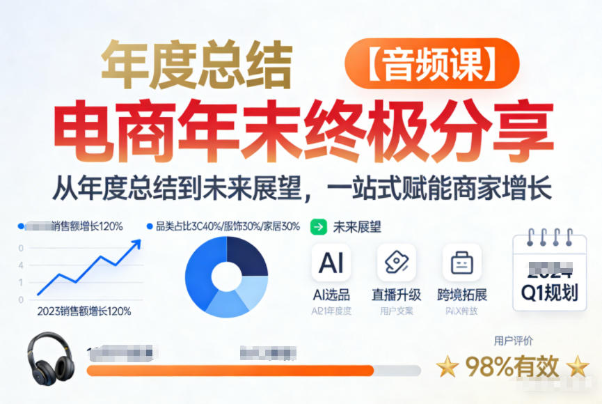 电商年未终极分享,从年度总结到未来展望,一站式赋能商家增长【音频课】-恒创联盟资源网