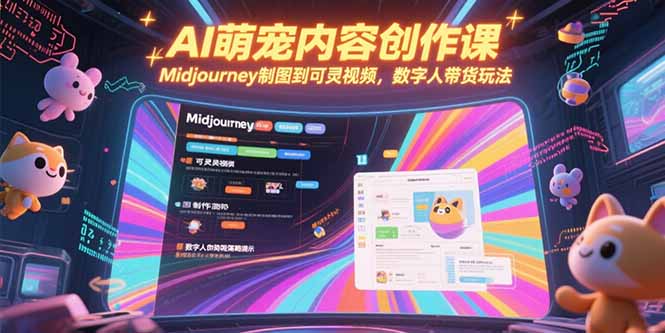 AI萌宠内容创作课，Midjourney制图到可灵视频，数字人带货玩法-恒创联盟资源网