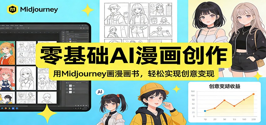 零基础AI漫画创作：用Midjourney画漫画书，轻松实现创意变现-恒创联盟资源网