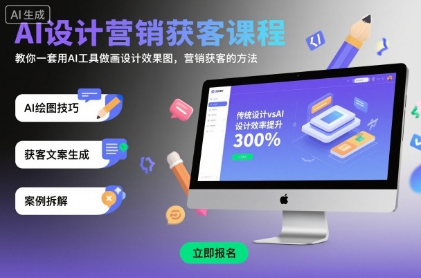 AI设计营销获客课程，教你一套用AI工具做画设计效果图，营销获客的方法-恒创联盟资源网