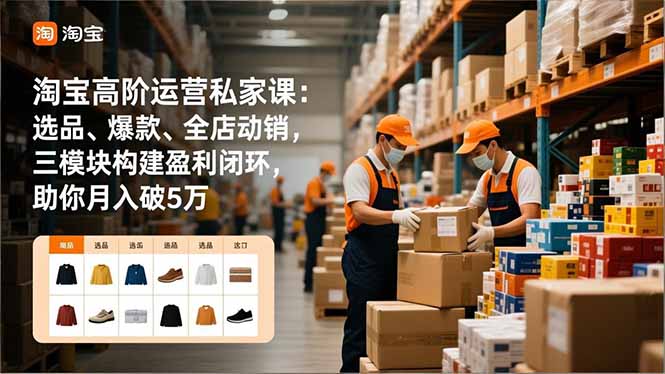 淘宝高阶运营私家课:选品、爆款、全店动销,三模块构建盈利闭环,助你月入破5万(更新12月-恒创联盟资源网