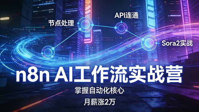 n8n AI工作流实战营，节点处理+API连通+Sora2实战，掌握自动化核心月薪涨2万-恒创联盟资源网