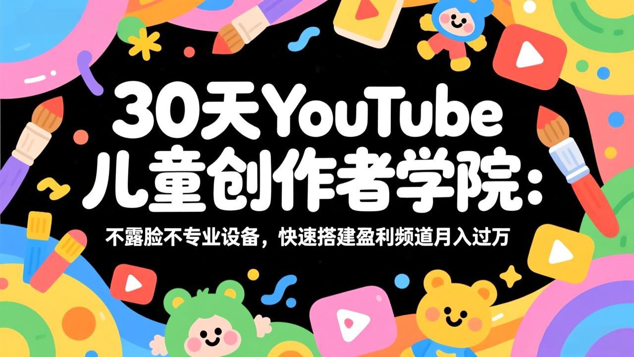 30天YouTube儿童创作者学院：不露脸不专业设备，快速搭建盈利频道月入过万-恒创联盟资源网