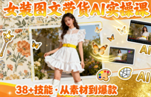 女装图文带货的AI实操课，覆盖38个实用技能，快速提升素材制作效率-恒创联盟资源网
