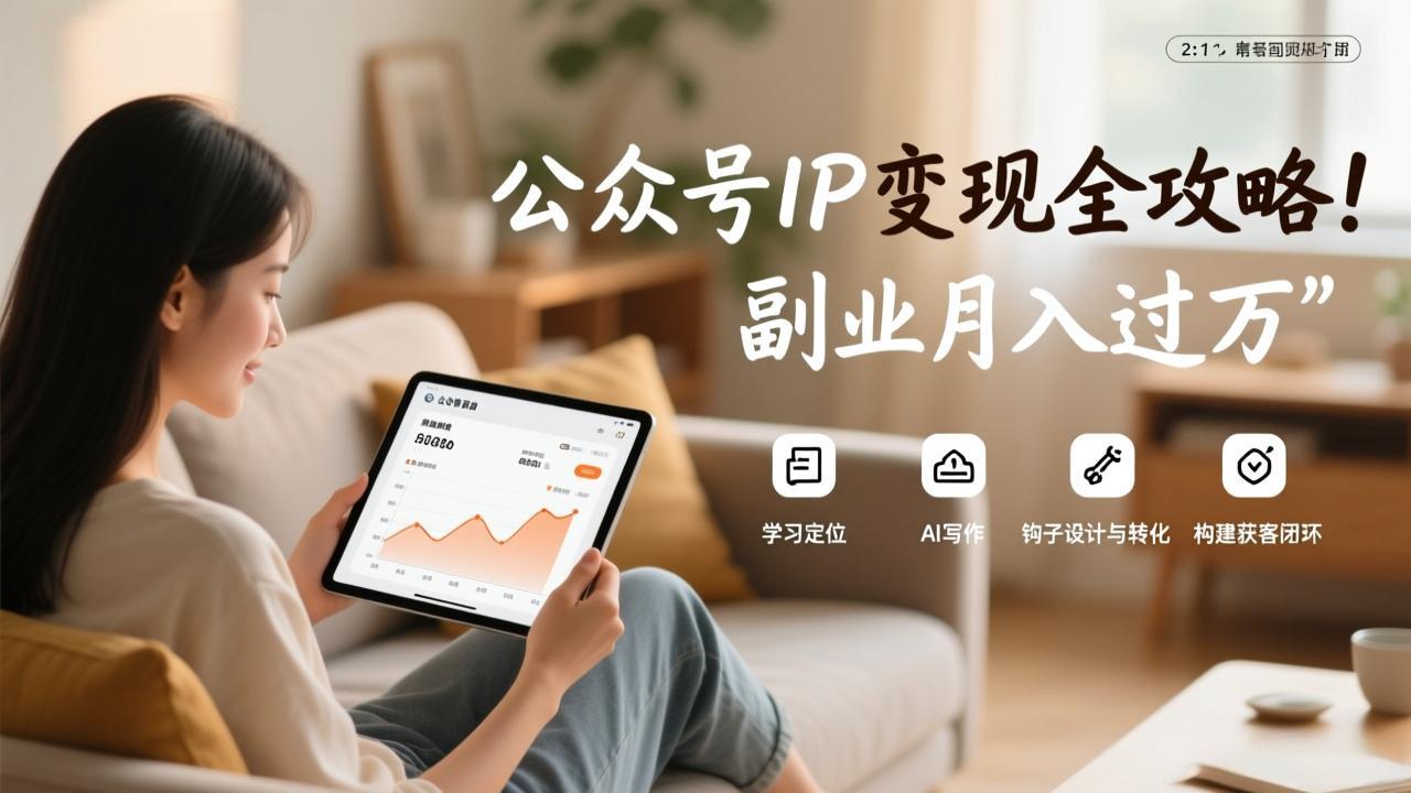 公众号IP变现全攻略，学习定位、AI写作、钩子设计与转化，构建获客闭环，副业月入过万-恒创联盟资源网