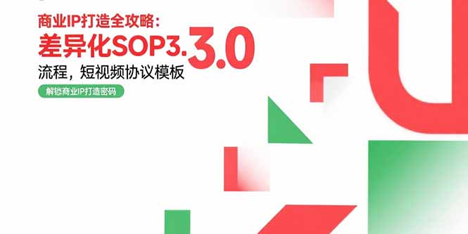 商业IP打造全攻略：差异化SOP3.0流程，短视频协议模板，婚恋项目实战案例-恒创联盟资源网