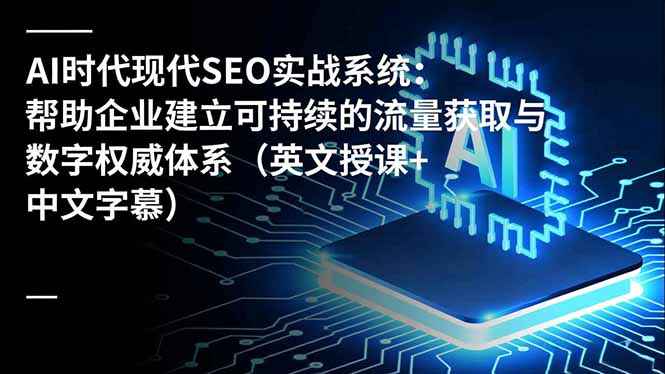 AI时代现代SEO实战系统：帮助企业建立可持续的流量获取与数字权威体系(英文授课+中文字幕-恒创联盟资源网