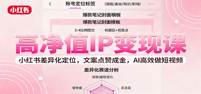 高净值IP变现课:小红书差异化定位,文案点赞成金, AI高效做短视频-恒创联盟资源网