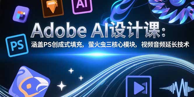 Adobe AI设计课：涵盖PS创成式填充，萤火虫三核心模块，视频音频延长技术-恒创联盟资源网
