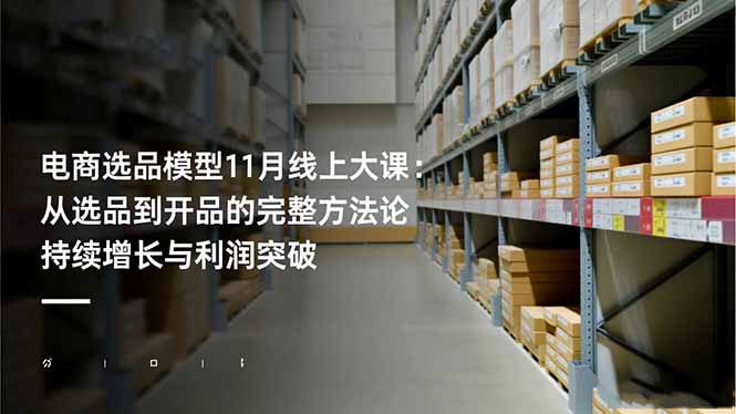 电商选品模型11月线上大课:从选品到开品的完整方法论 持续增长与利润突破-恒创联盟资源网