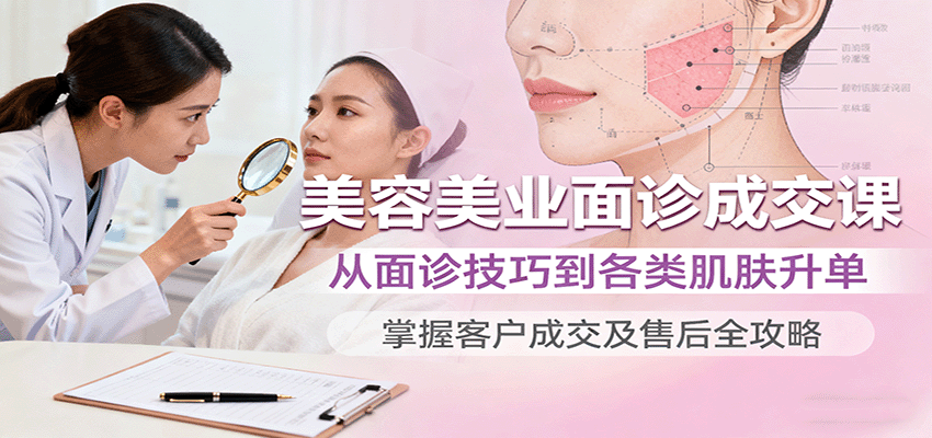 美容美业面诊成交课，从面诊技巧到各类肌肤升单，掌握客户成交及售后全攻略-恒创联盟资源网